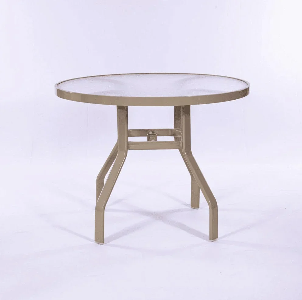 Acrylic 36" Round Commercial Outdoor Patio Table - Rectangular Tubing