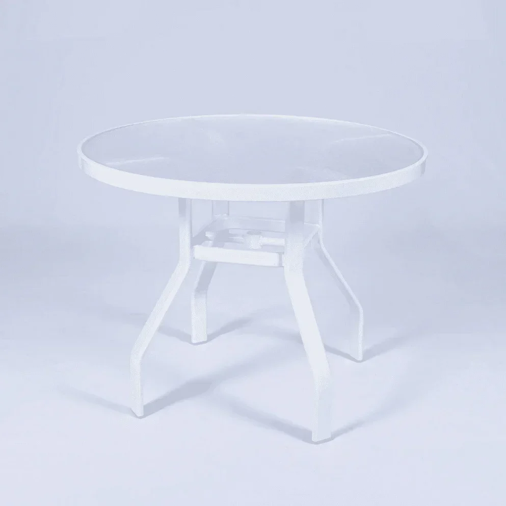 Acrylic 36" Round Commercial Outdoor Patio Table - Rectangular Tubing - Image 2