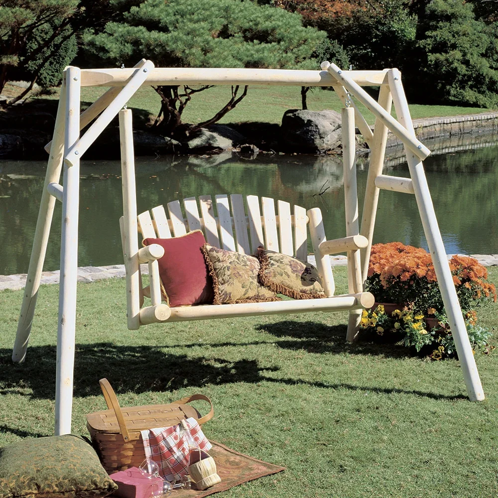 Cedar Log 4ft American Yard & Porch Swing With Frame