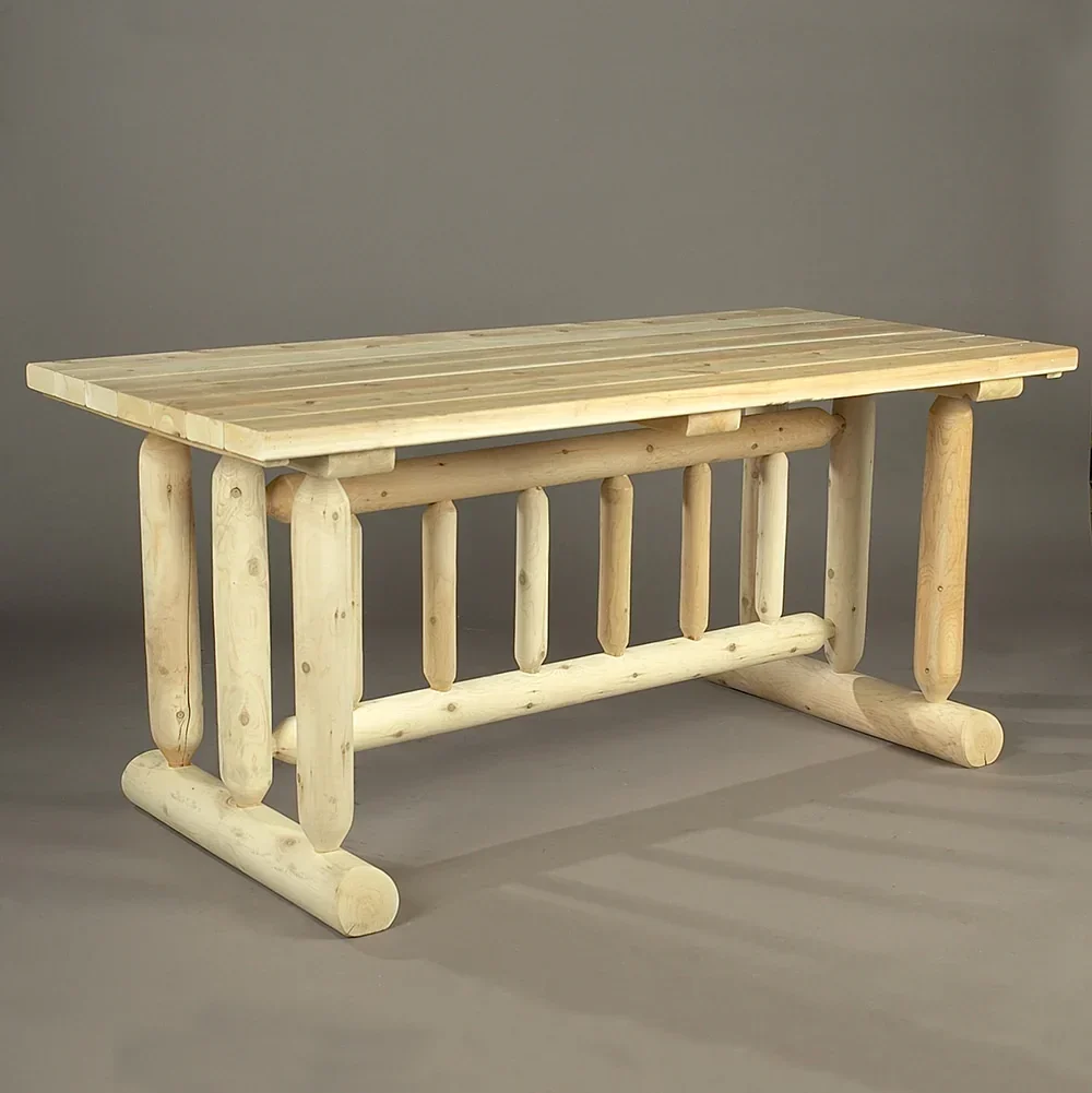 Cedar Log Harvest Farm Table Family Dining Room Table Set - Image 2