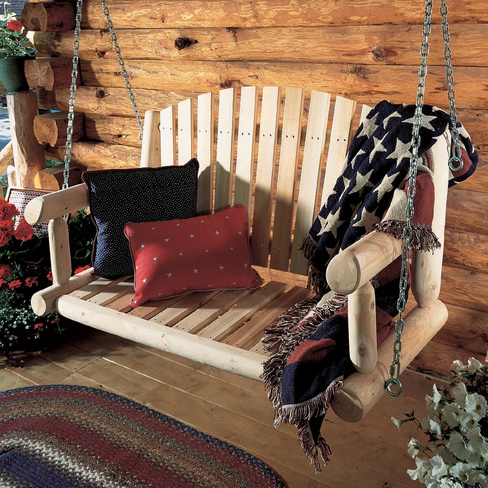 Cedar Log Porch Swing 4ft - Image 2