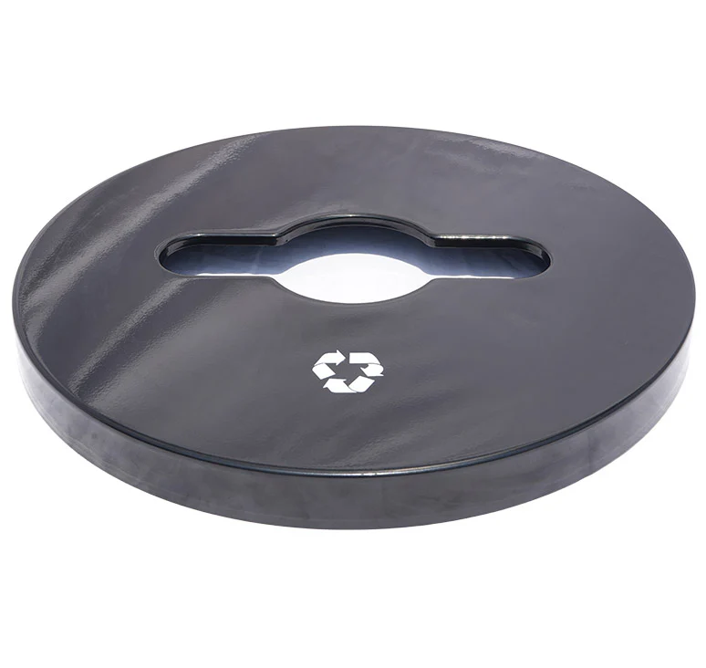 Commercial 36 Gallon Diamond Steel Recycle Trash Can With Flat Lid, Liner & Base - BLUE - Image 2