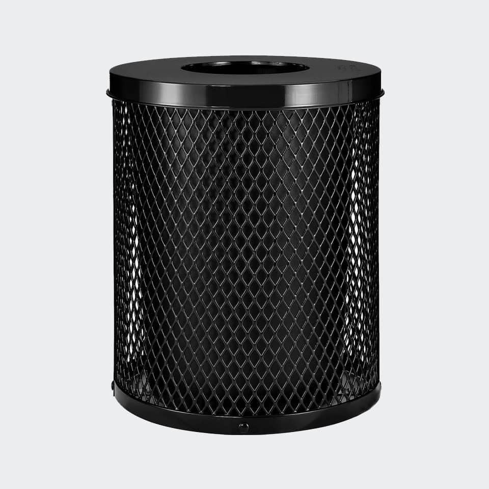 Commercial 55 Gallon Diamond Steel Trash Can With Flat Lid, Liner & Base - Outdoor - Image 6