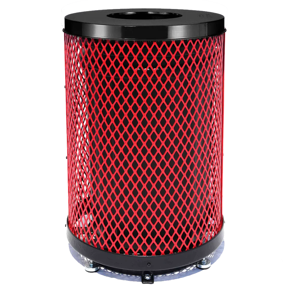 Commercial 55 Gallon Diamond Steel Trash Can With Flat Lid, Liner & Base - Outdoor - Image 7