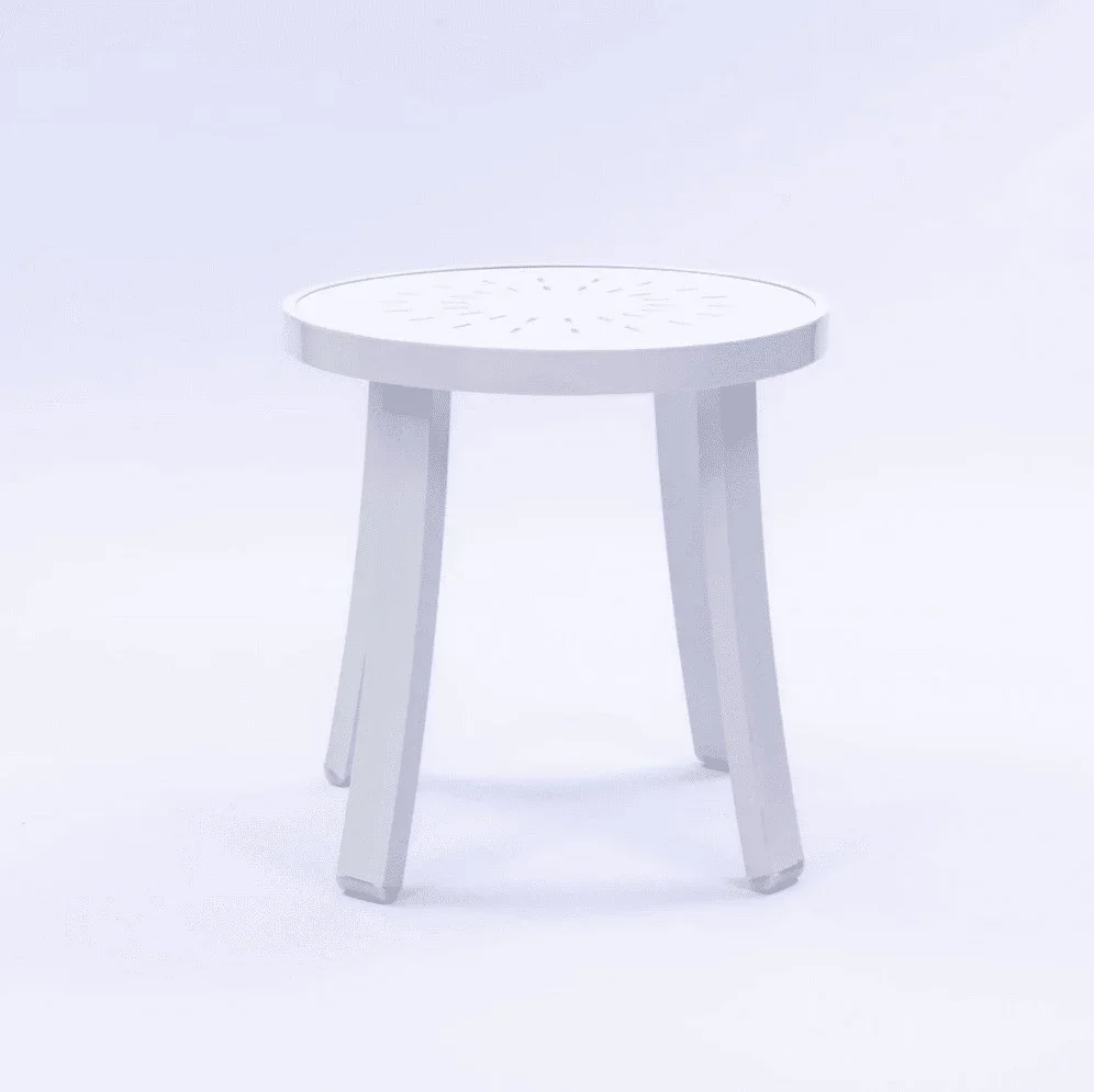 Heavy Duty 18in Round Metal Pool Side Table - Punched Top