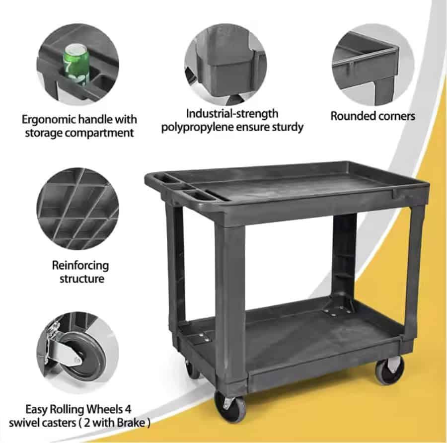 Heavy Duty Utility Cart, 500 lb Load Cap - 34"L x 17-1/2"W x 33"H - Image 7
