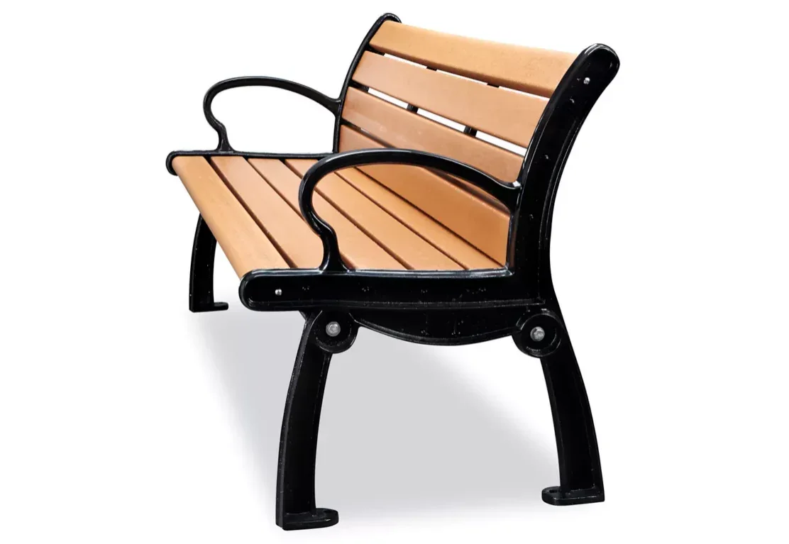 Heritage 6' Recycled Plastic Bench With Back - Commercial Outdoor Bench - Image 2