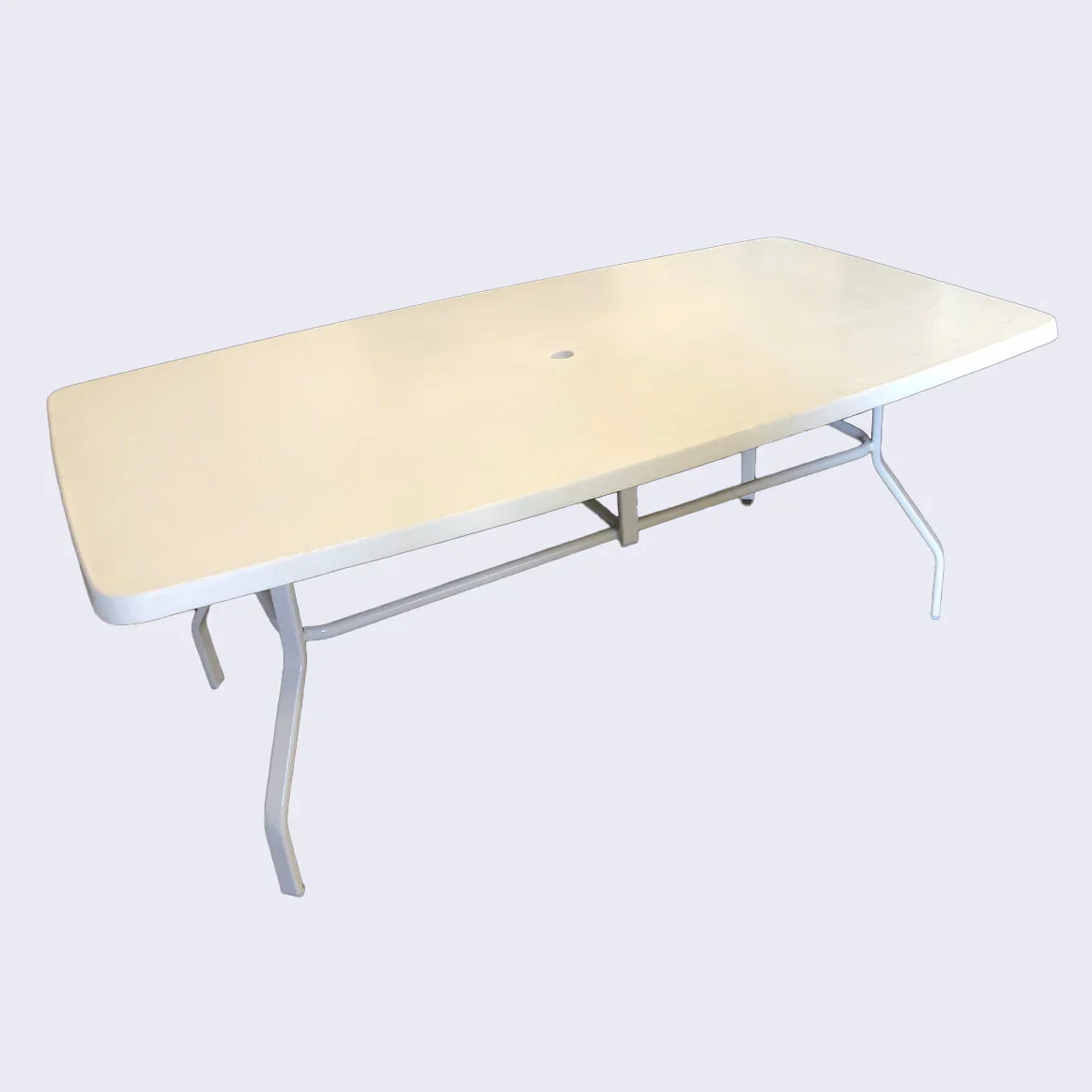Rectangular Fiberglass 72 Inch Commercial Patio Table - Aluminum Frame