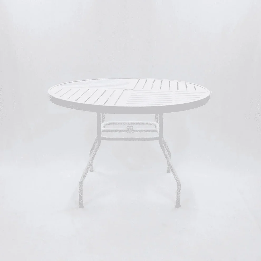 Round Aluminum 42 Inch Commercial Punched Top Patio Table - Round Legs