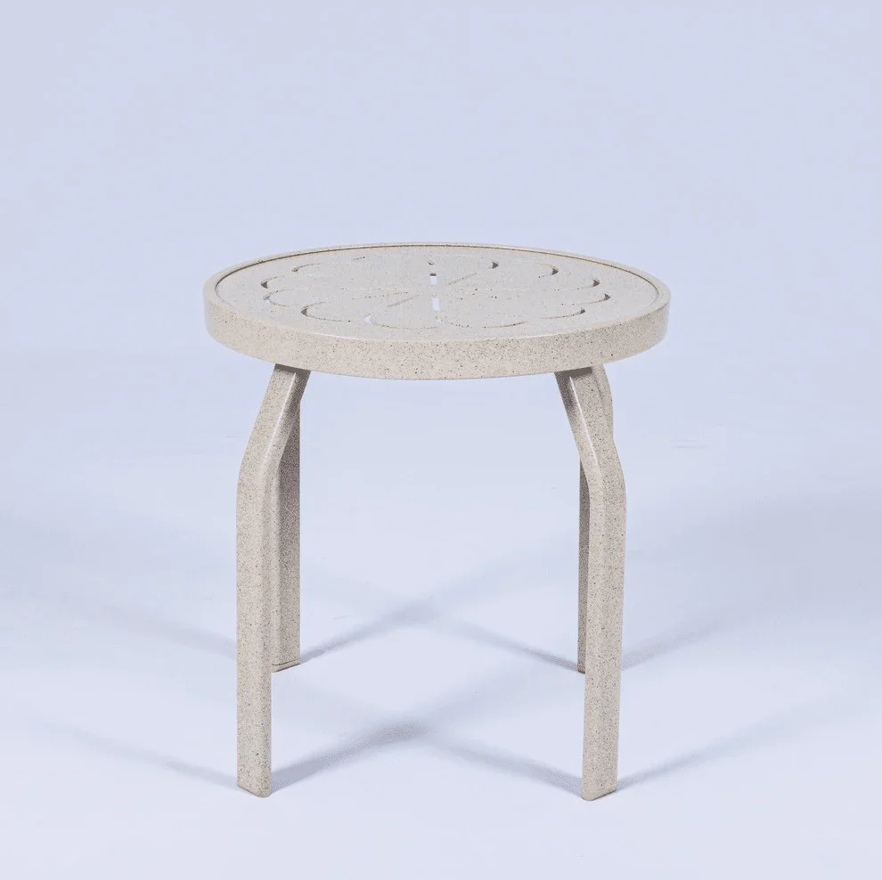 Round Aluminum 18in Punched Top Pool Side Table - Rectangular Legs