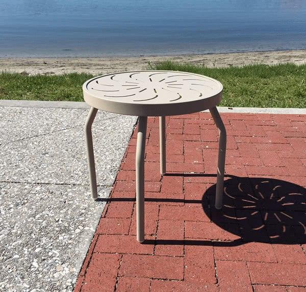 Round Aluminum 18in Punched Top Pool Side Table - Round Legs - Image 2
