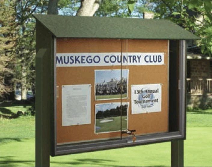 Sliding Door 45" x 36" Cork Outdoor Message Board - Image 3